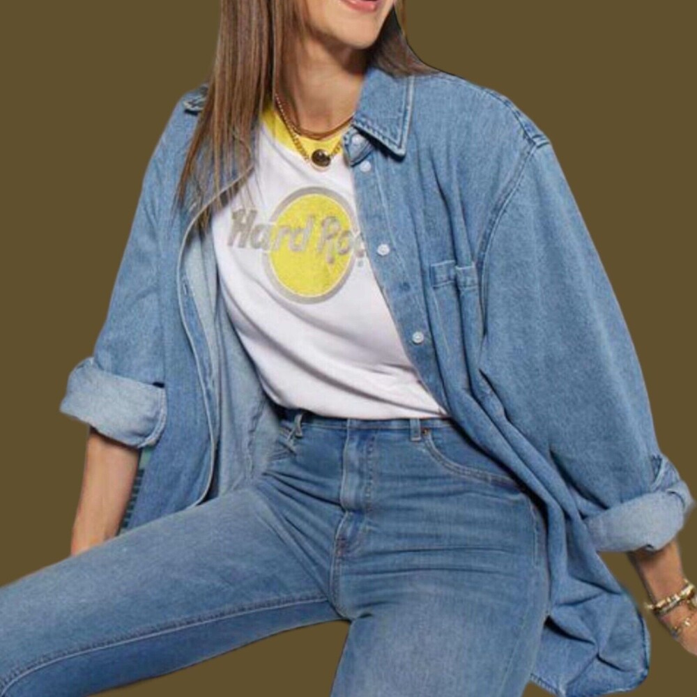 Vintage Style Hard Rock White Yellow Short Sleeve Logo T-Shirt Tee Small New NWT